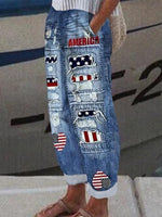 LilyWish Temperament Side Pocket Blue Pants