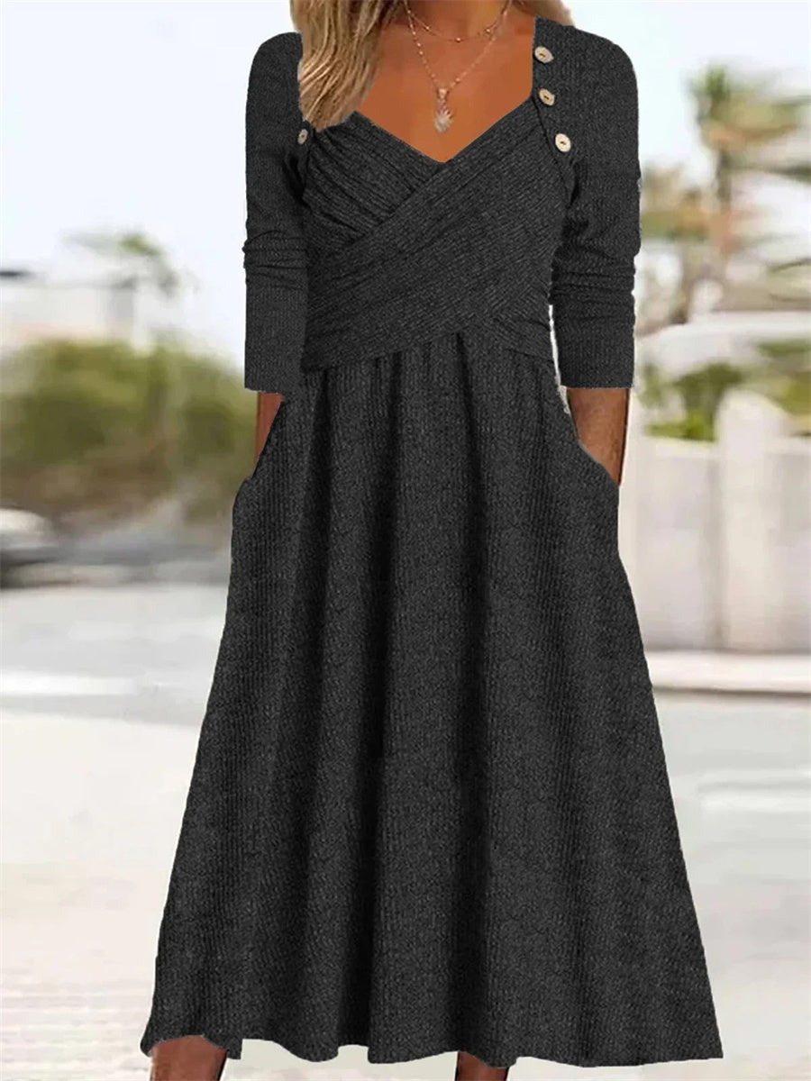 Plain Long Sleeve Comfy Maxi Dress
