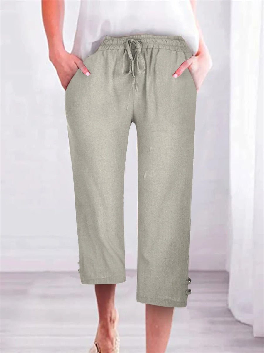 Plain Loose Casual Pocket Stitching Pants