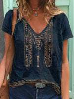 Casual V Neck Short Sleeve T-Shirt