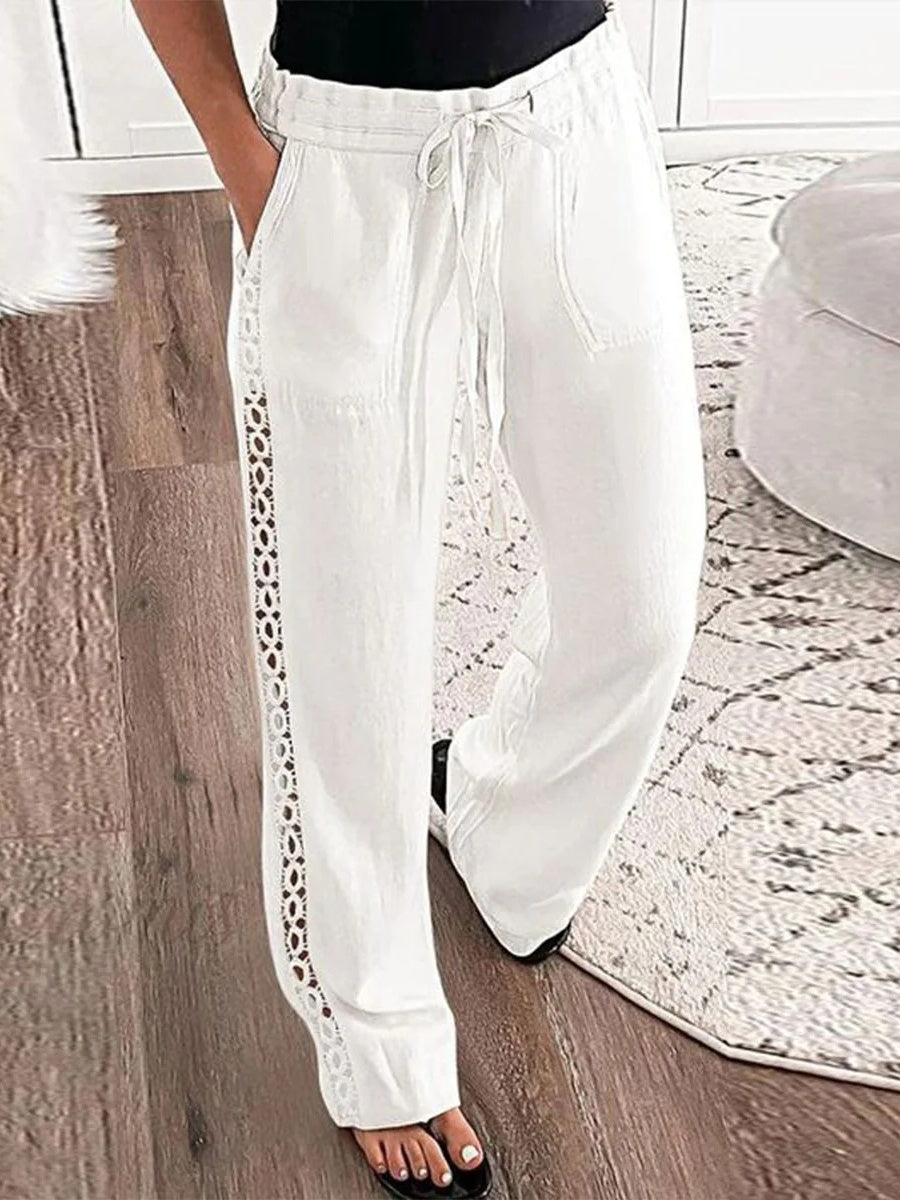 LilyWish Simple Plain Side Pocket Pants