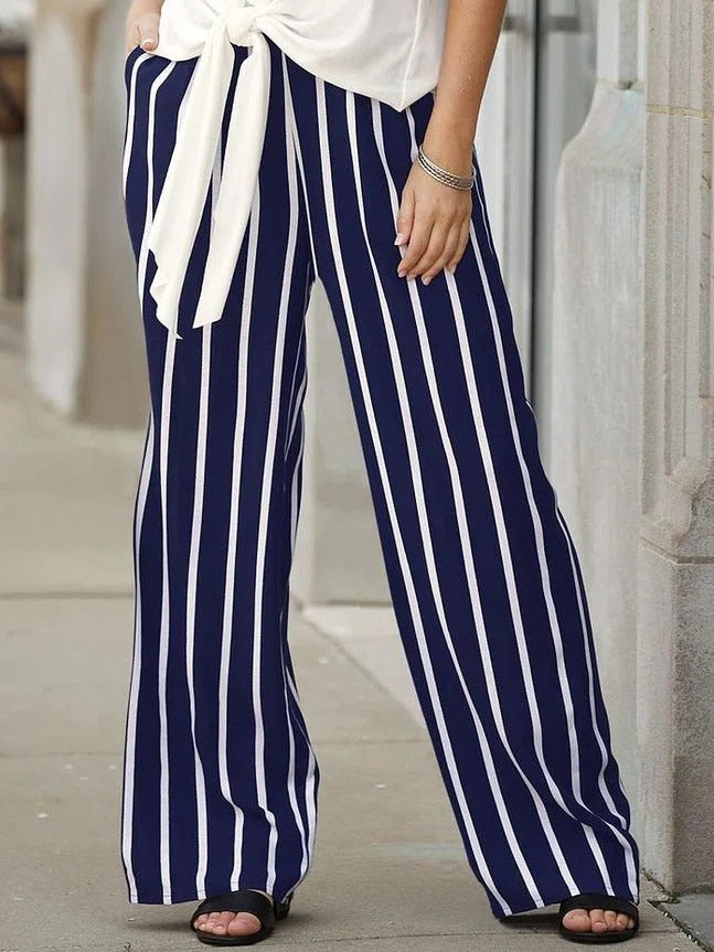 BlueCasualStripe Loose Pants