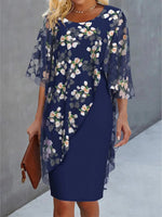 Chiffon Floral Print Patchwork Dress Party Dress