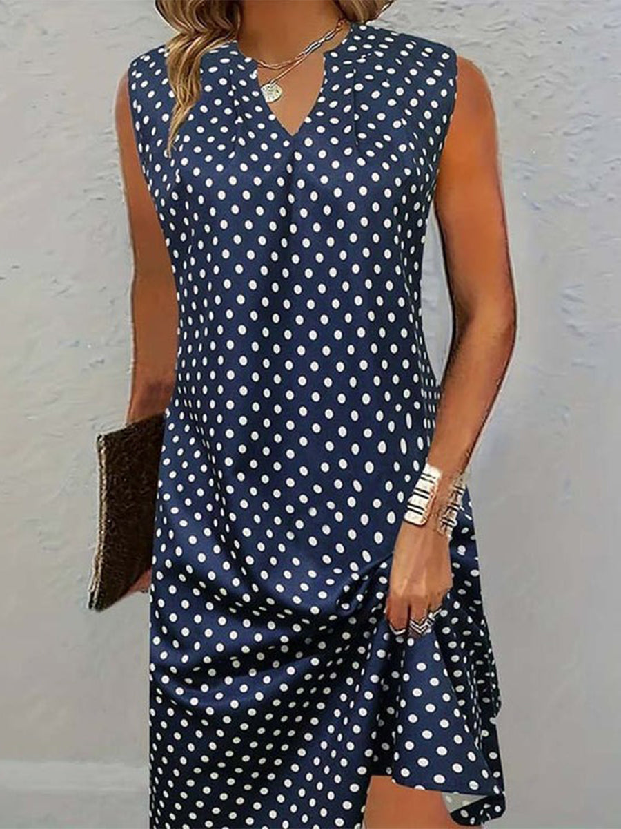 LilyWish Vintage Navy Blue Polka Dot Dress