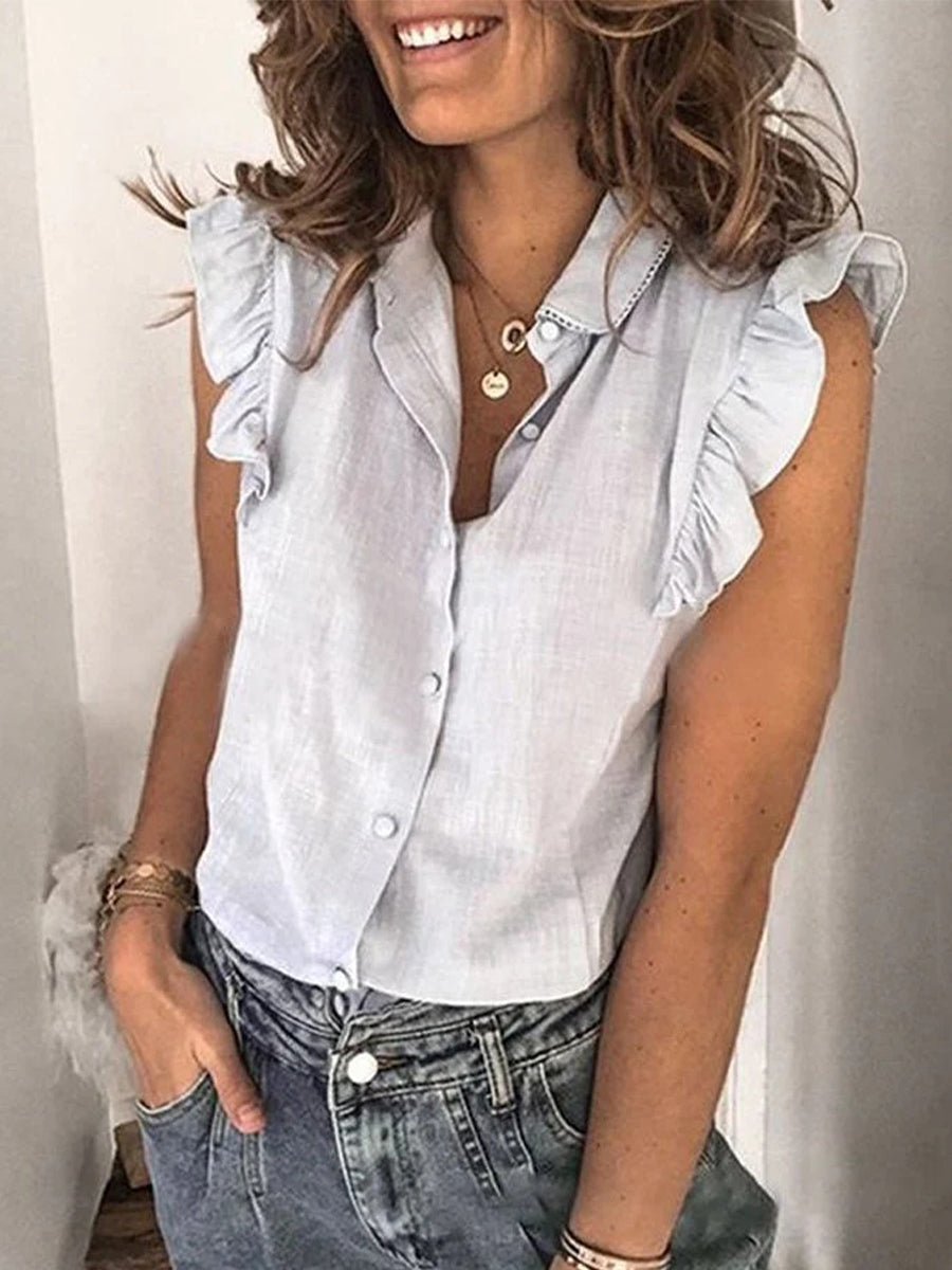 Women's Solid Color Lapel Shirt