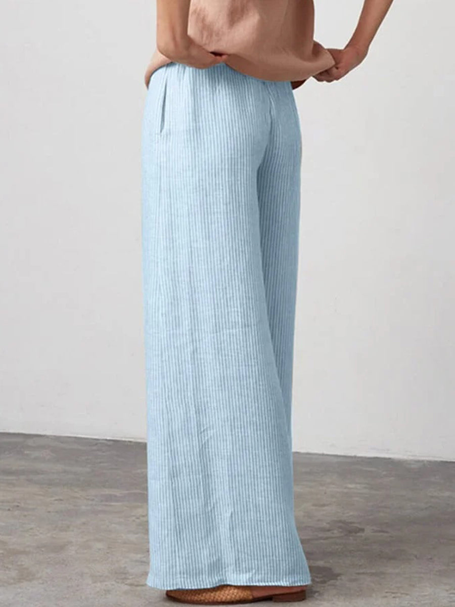 Women's Striped Pocket Casual Pants