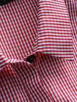 Casual Plaid Print Side Buttons Irregular Long Sleeve Blouse