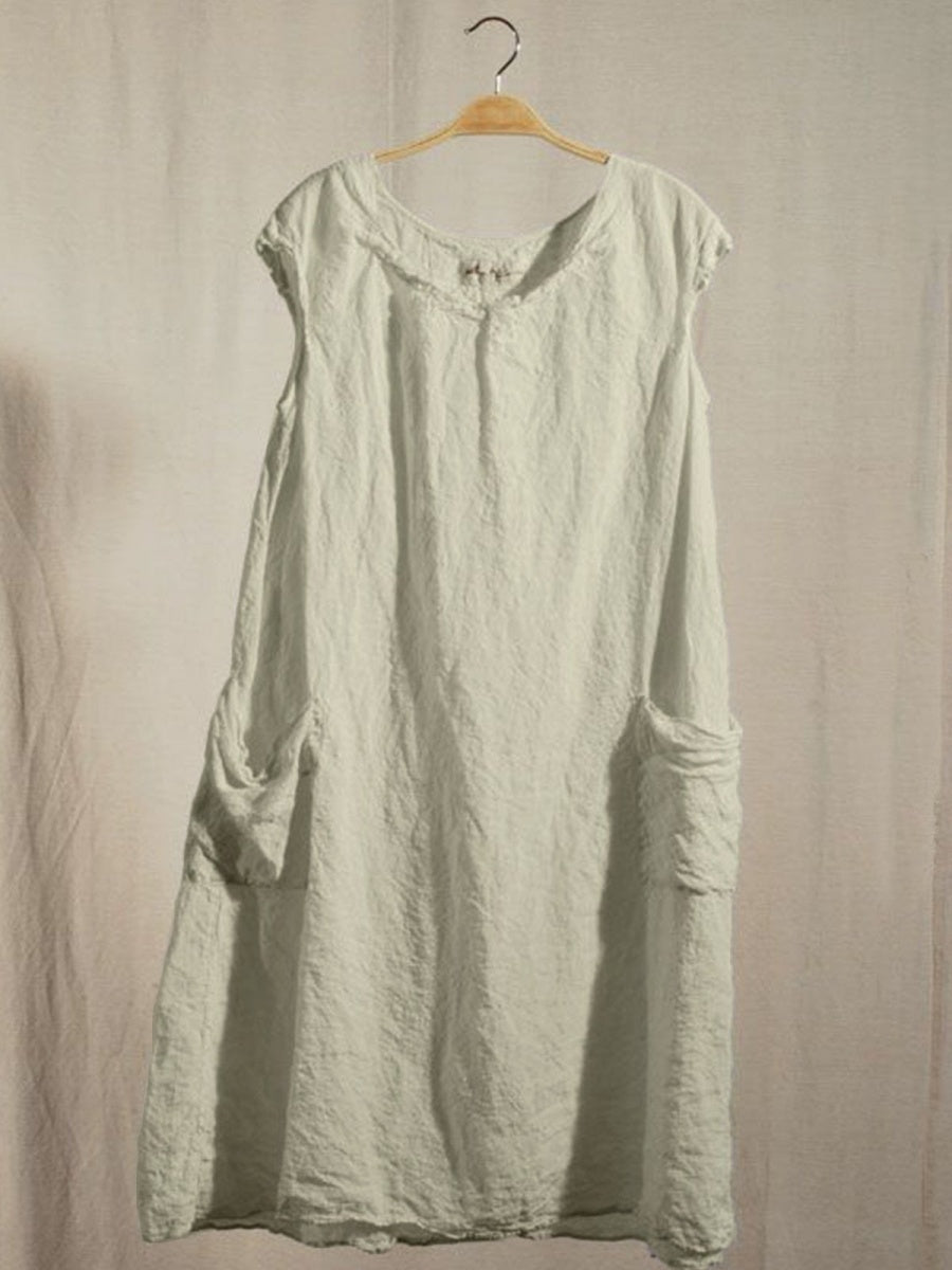 Women's Solid Sleeveless Shift Pockets Dresses