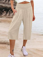 Casual Simplicity Solid Pocket Loose High Waist Wide Leg Pants
