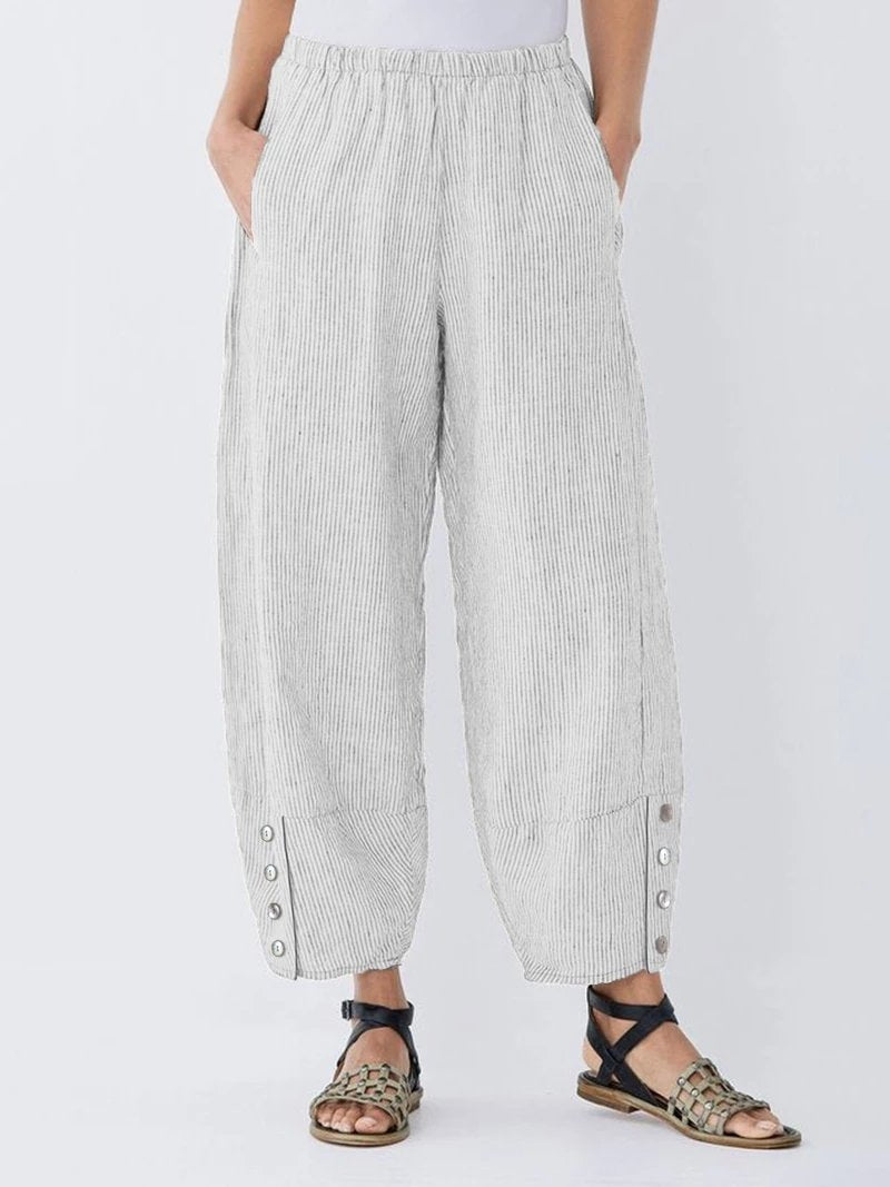 Casual Striped Pockets Pants
