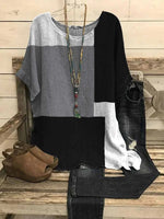 LilyWish Colorful Casual Round Neck Colorblock Printed Short Sleeve Blouse
