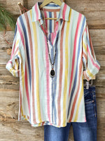 Casual Lapel Long Sleeve Striped Shirt