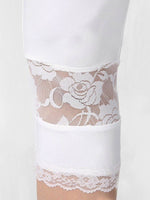 Solid Color Casual Lace Elastic Waist Leggings