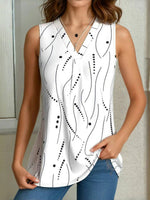 Casual Polka Dot V-neck Sleeveless Tank Top