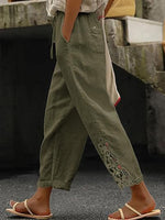 Women Casual Lightweight Drawstring Elastic Waist Pants with Pockets