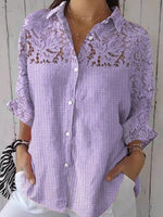 LilyWish Chic Purple Plain Collared Shirt