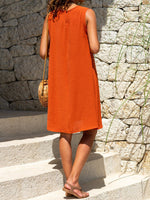 Sleeveless Loose Pocket Mini Dress