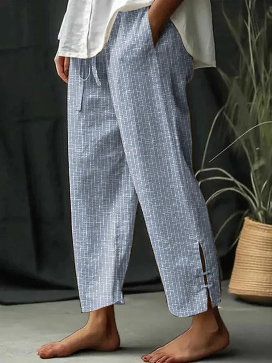 LilyWish Loose Casual Striped Straight Pockets Pants
