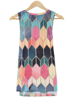 LilyWish V-Neck Geometric Printed Sleeveless Blouse