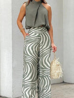 Green Sleeveless Two Piece Set