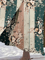 Women's Floral Printed Graphic Straight Fashion Split Button Maxi High Waist Skirt