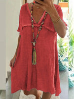 Red Casual Mini Short Sleeve Summer Dress