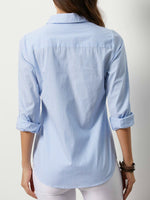 Stripe Buttons Casual Collared Shirt