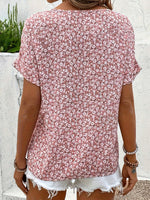 Summer Ditsy Floral Notched Daily Going Out Casual Top