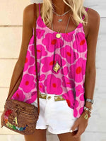 Pink Floral Print Sleeveless Top