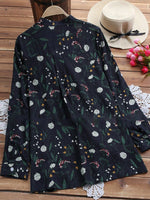 LilyWish Elegant Floral Print Stand Collar Blouse