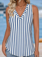 LilyWish Casual Striped V-neck Sleeveless Tank Top