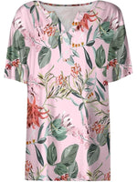 Casual Elegant T-shirt Short Sleeve V-Neck Printed Top