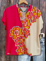 LilyWish Distinctive V-Neck Short Sleeve Top