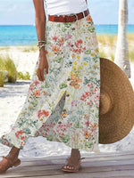 Women's Floral Printed Graphic Straight Fashion Split Button Maxi High Waist Skirt
