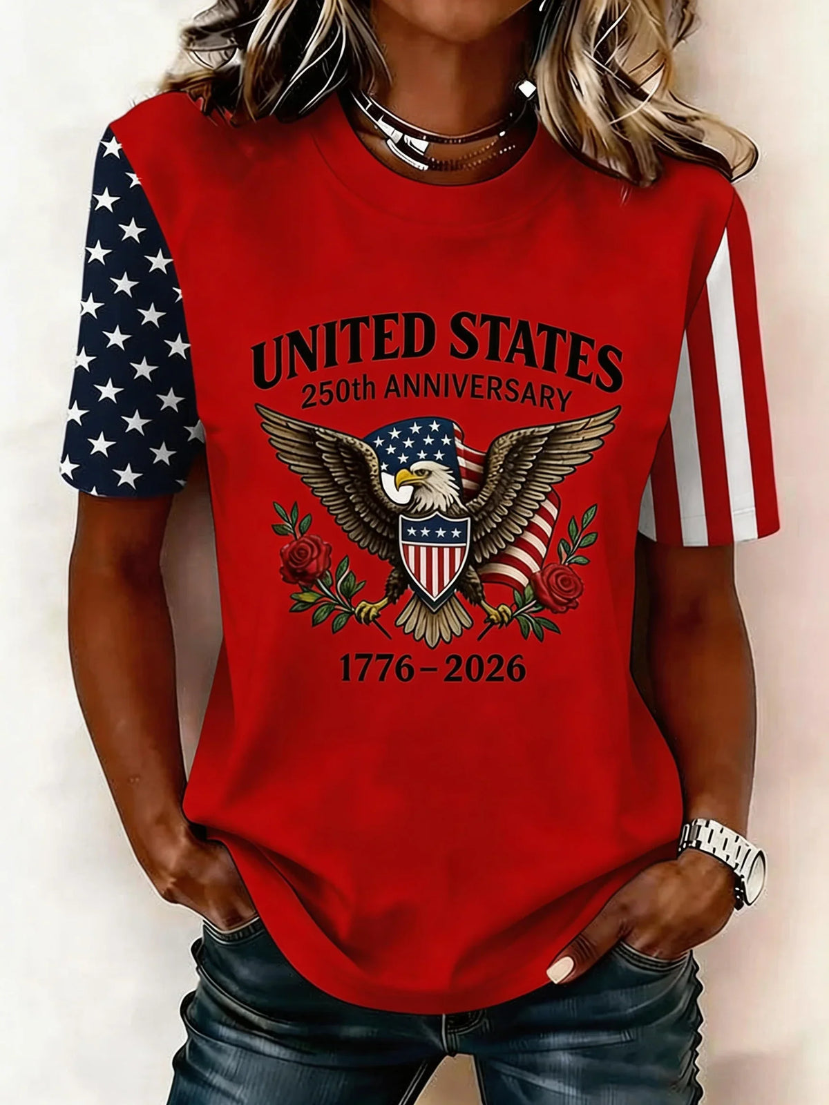 Women's United States 250th Anniversary Eagle Graphic Crew Neck T-Shirt