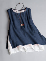 LilyWish Contrast Patchwork Side Split Sleeveless Tank Top