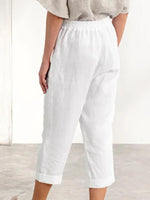 White Buttoned Pockets Cropped Pants