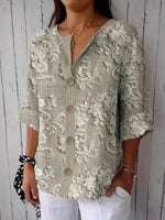 LilyWish Modern V-Neck 3/4 Sleeve Top