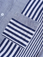 Women's Casual Striped 3/4 Sleeve Button-Down Blouse