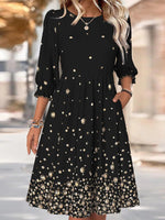 Cool Round Neck 3/4 Sleeve Midi Dress