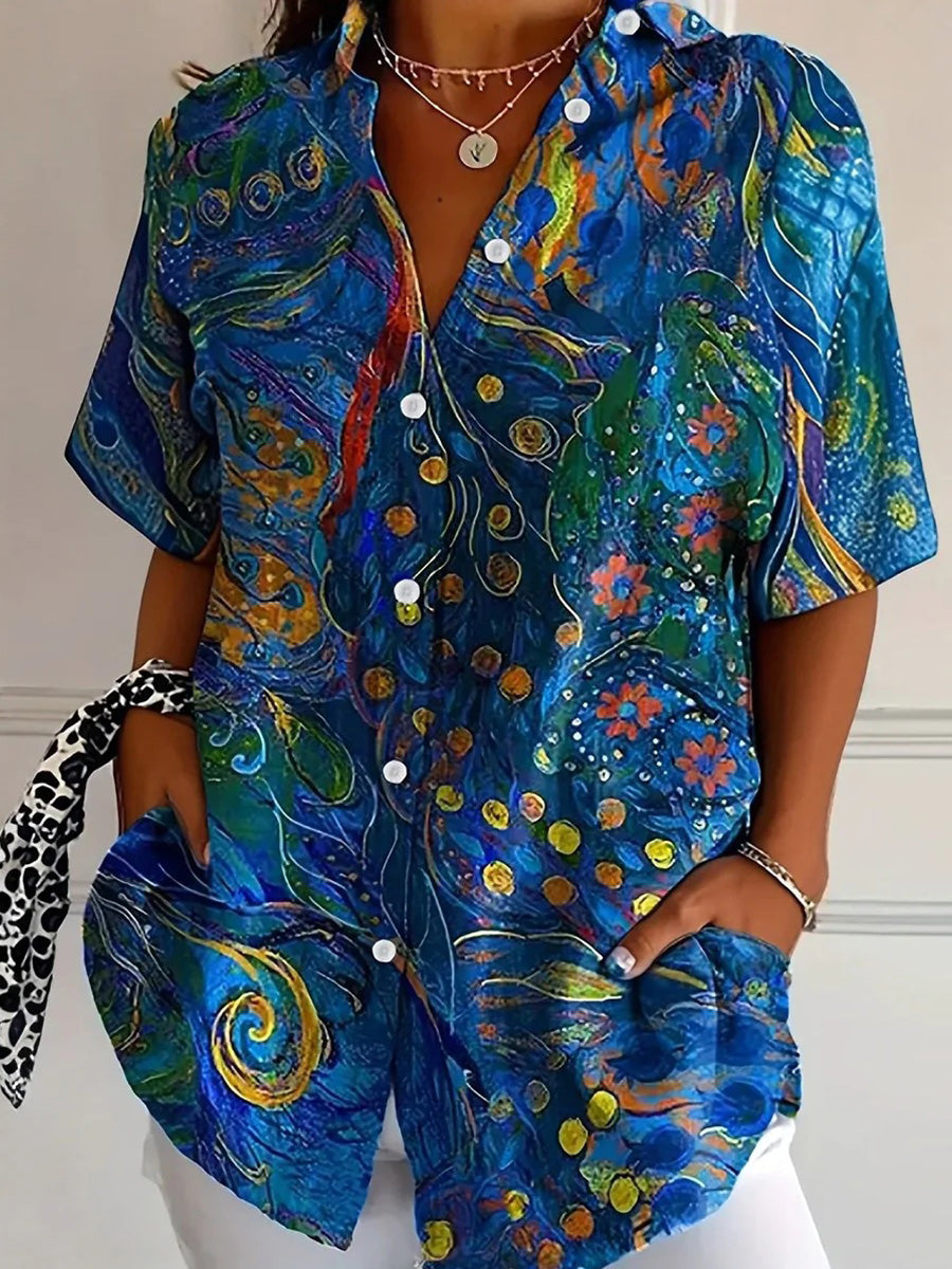 LilyWish Dreamy Collared Short Sleeve Shirt