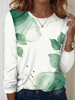 Basic White Round Neck Long Sleeve Top