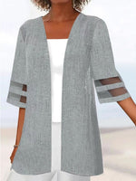 LilyWish Grey Casual Solid Daily Half Sleeve Cardigan
