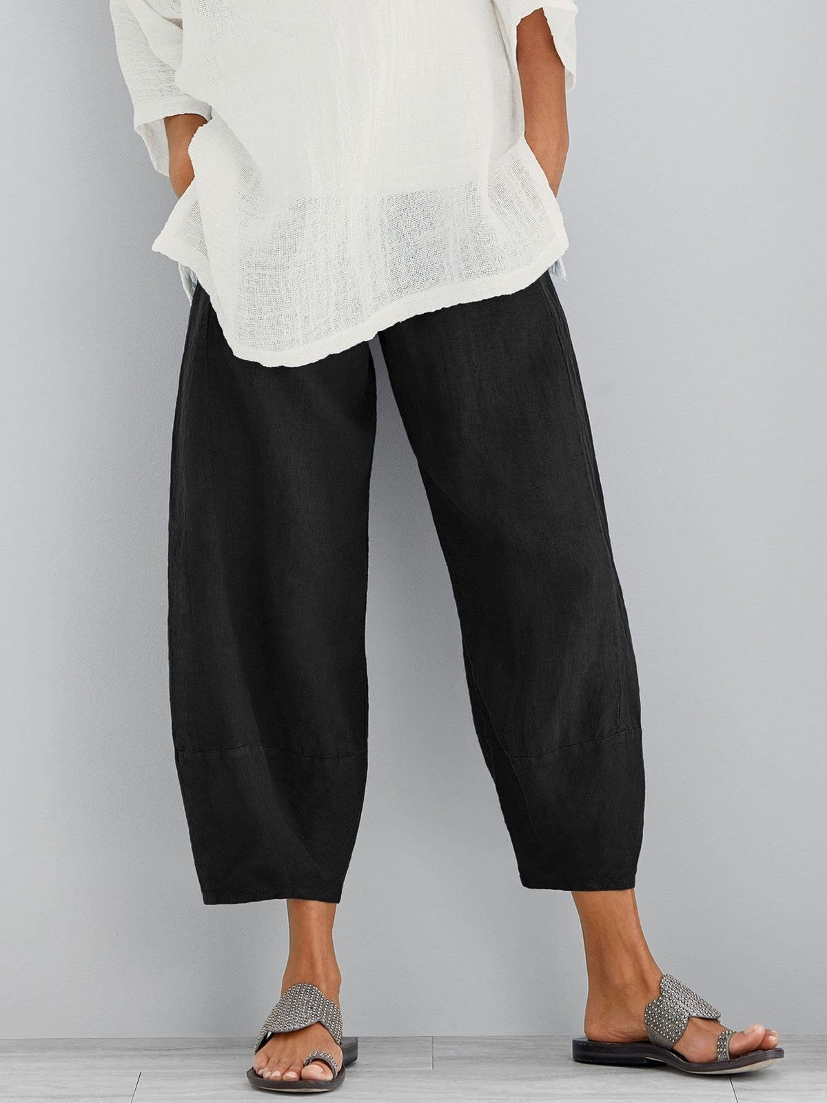 Women's Loose Cotton Cropped Pants
