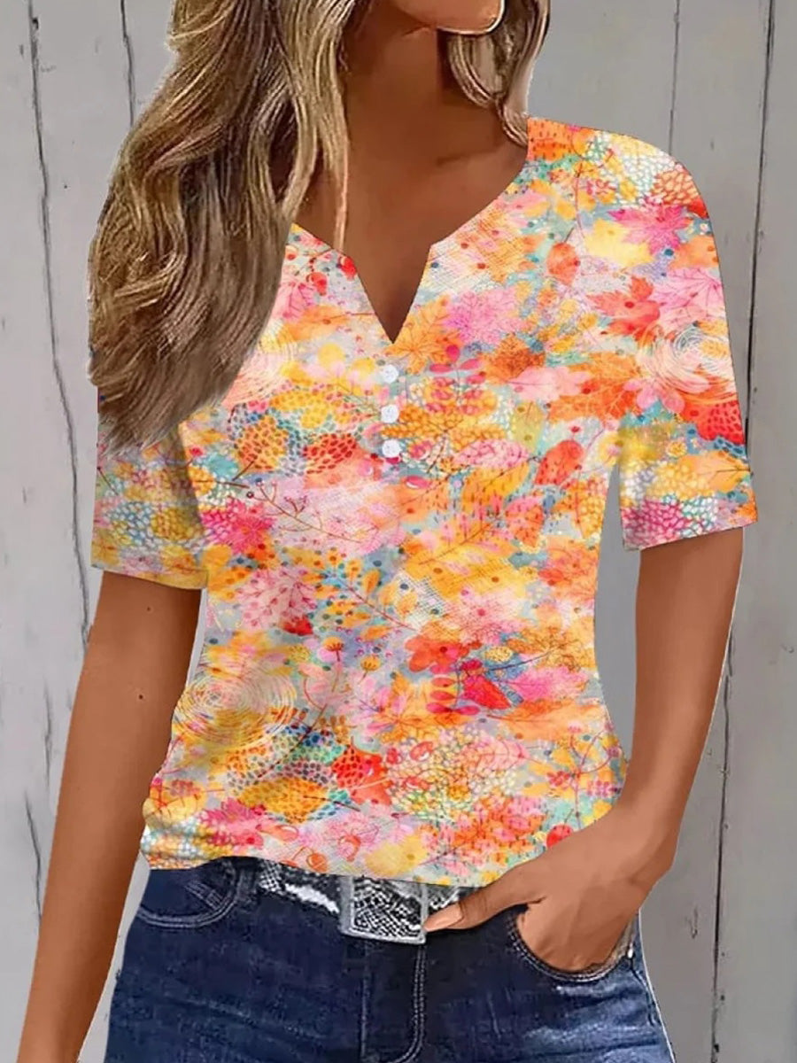 LilyWish Stunning V-Neck Short Sleeve Top