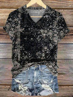 LilyWish Vintage Casual V-neck Short Sleeve T-Shirt