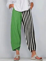 Women's Abstract Geometric Art Print Cotton And Linen Casual Pants