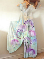LilyWish Fantasy Watercolor Dandelion Watercolor Art Print Loose Jumpsuit