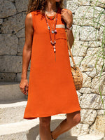 Sleeveless Loose Pocket Mini Dress