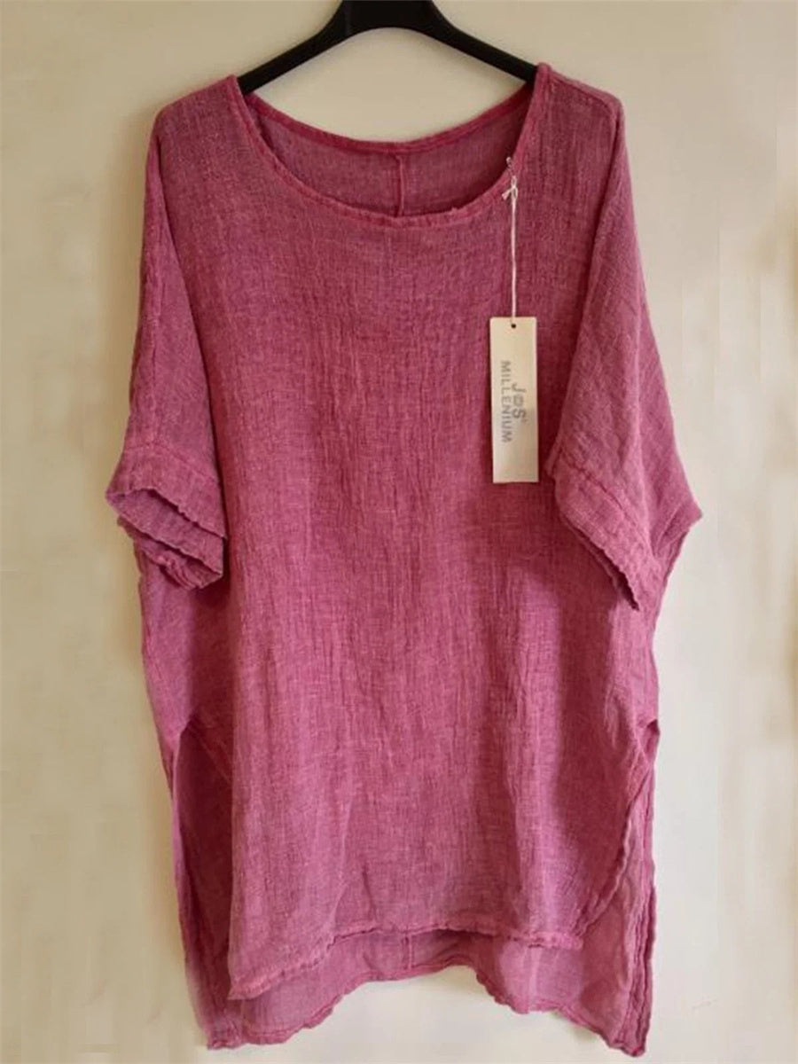 Casual Red Short Sleeve Crew Neck Shirts